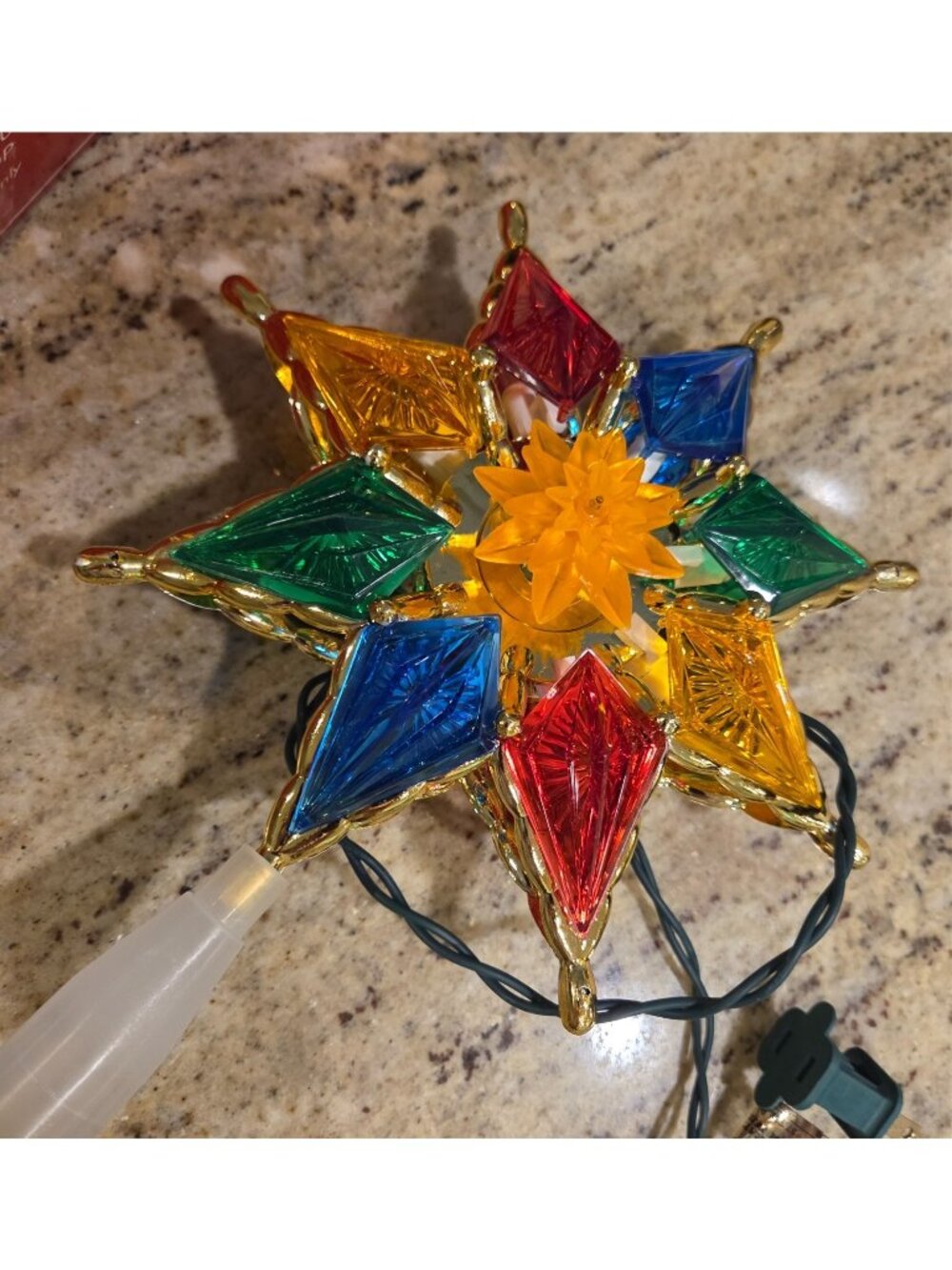 Kurt Adler 10 Light Colored Gold 8-Point Star Christmas Tree Top Topper 8"